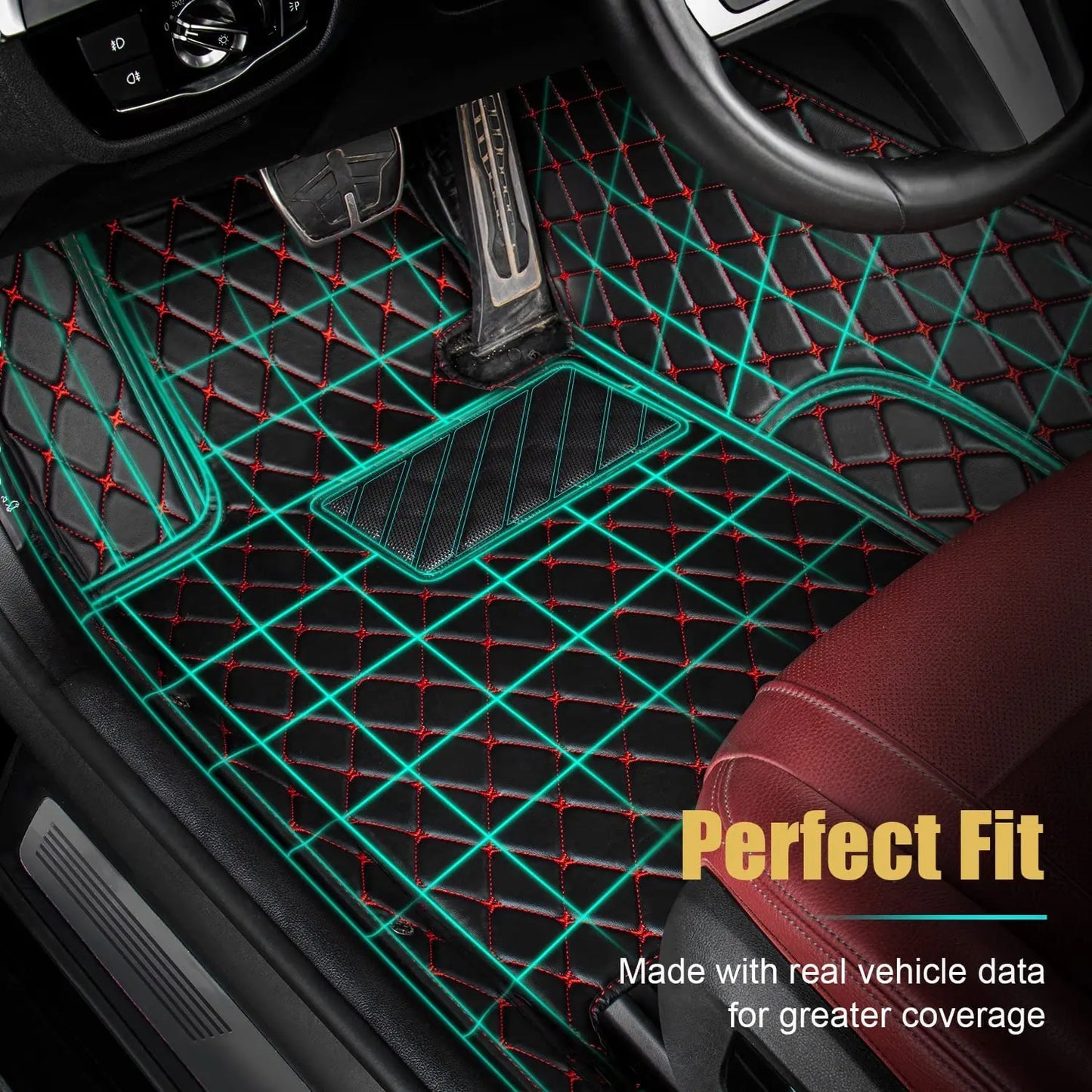 Tapetes para carro personalizados para homens e mulheres, tapetes de couro de luxo, cobertura total.