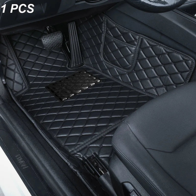 Tapetes para carro personalizados para homens e mulheres, tapetes de couro de luxo, cobertura total.